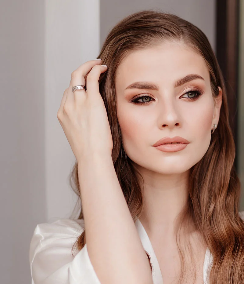 Woman stroking her hair